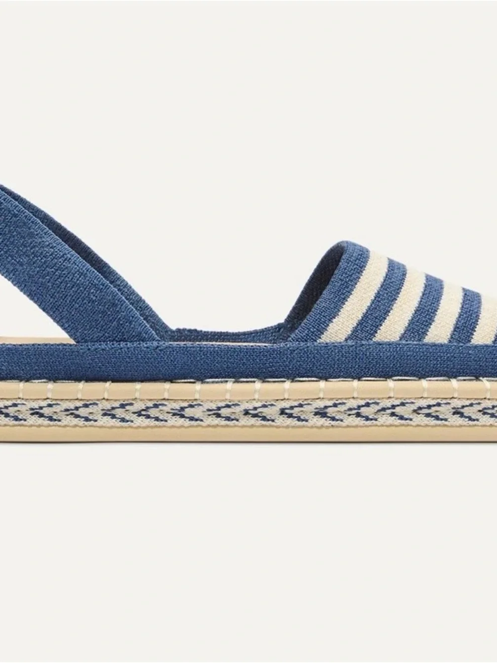Rothy’s Navy & Cream Striped Espadrilles